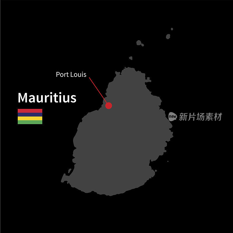 Detailed map of Mauritius and capital city Port Louis with